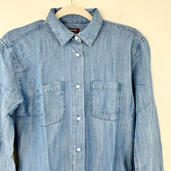 Untuckit Dress Womens 0 Long Sleeve Denim Button Up Shirtdress Pockets Stretch - Picture 3 of 14